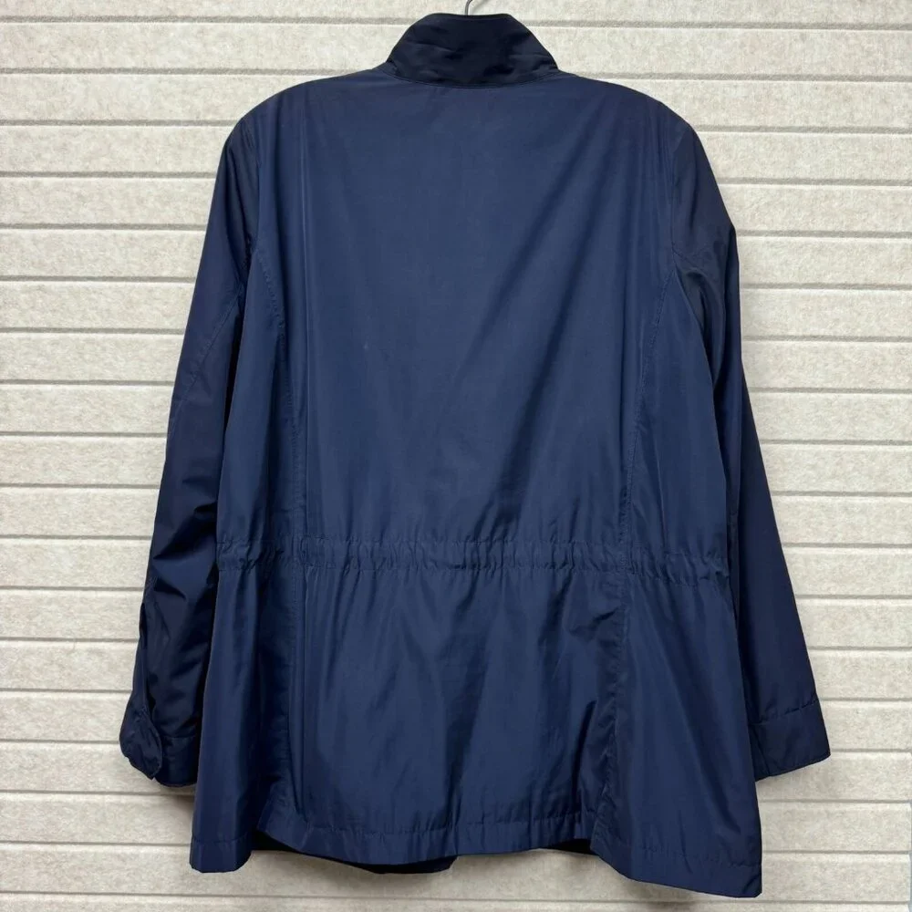 J Jill Womens Blue Zip Up Utility Jacket Drawstring Waist Front Pockets LP - Picture 9 of 14